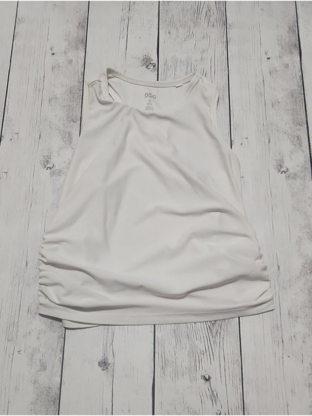 DSG Girls Size 8/9 White Ruched Sides Tank Top